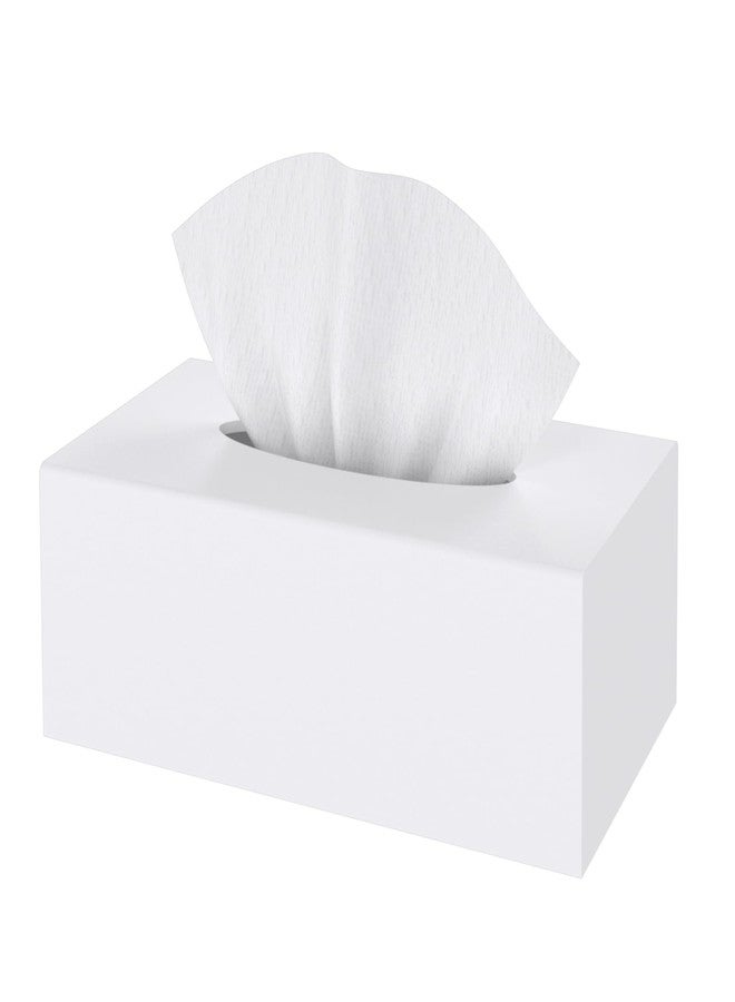 SILUT Tissue Box Cover Rectangle, Tissue Box Holder Decorative, Acrylic Tissue Box Cover, Tissue Holder for Bathroom, Home, Restaurant, Kitchen - Matte White - Image 1